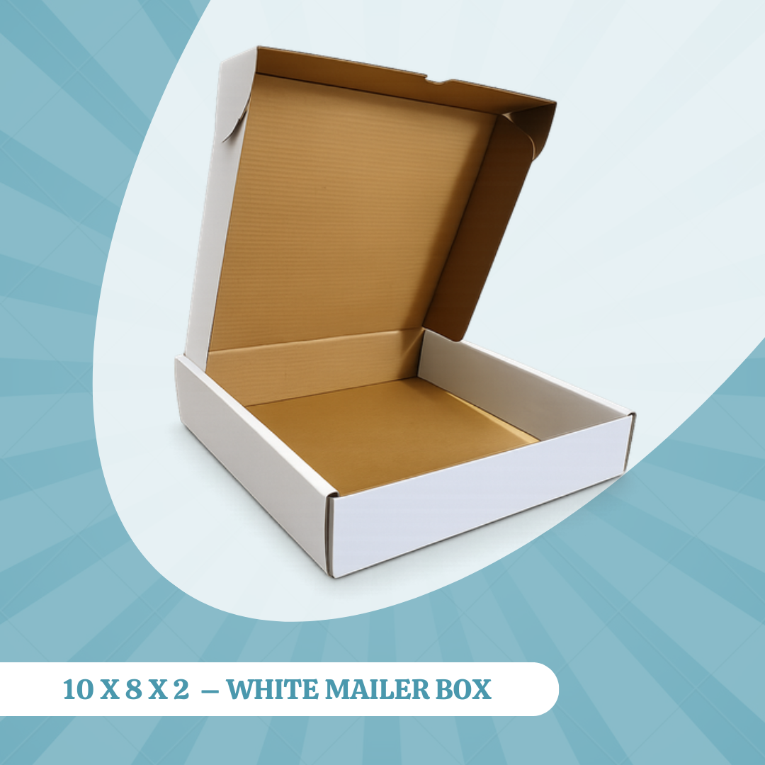 10 x 8 x 2 - White Mailer Box 1 10 X 8 X 2 – WHITE MAILER BOX