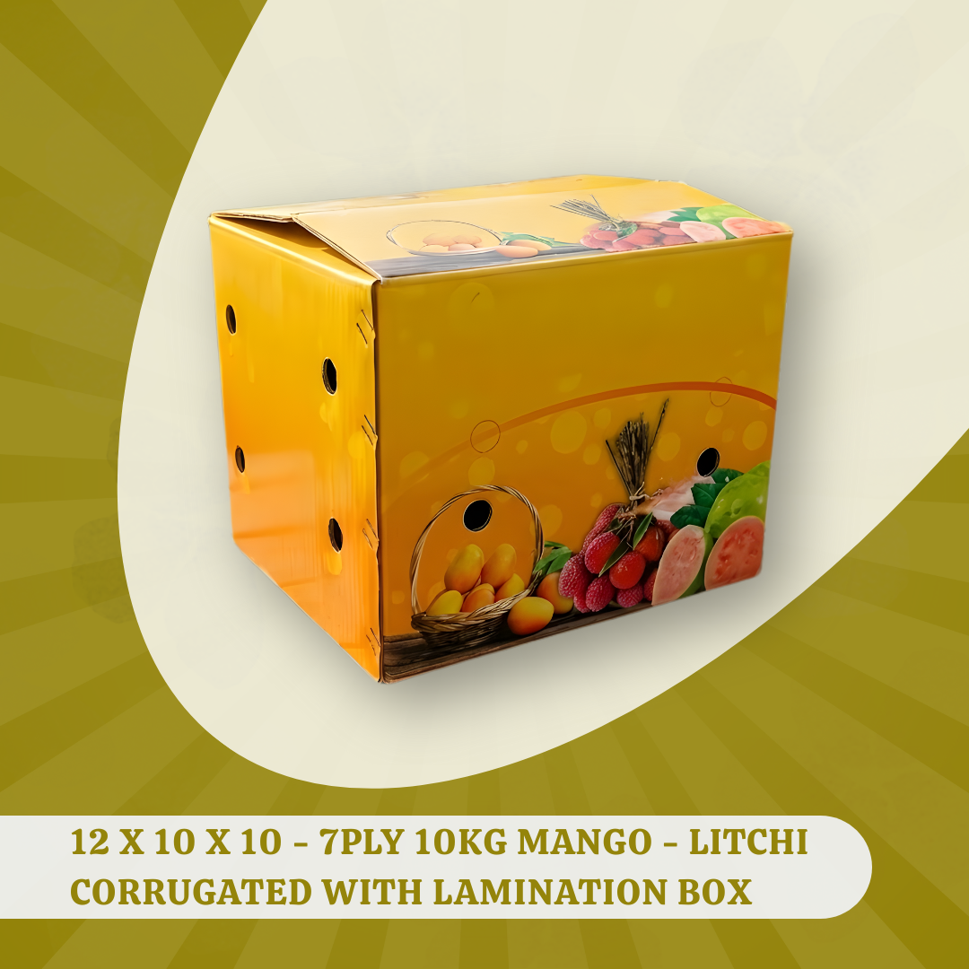 12 X 10 X 10 - 7PLY 10KG MANGO - LITCHI CORRUGATED WITH LAMINATION BOX 1 12 X 10 X 10 - 7PLY 10KG MANGO - LITCHI CORRUGATED WITH LAMINATION BOX