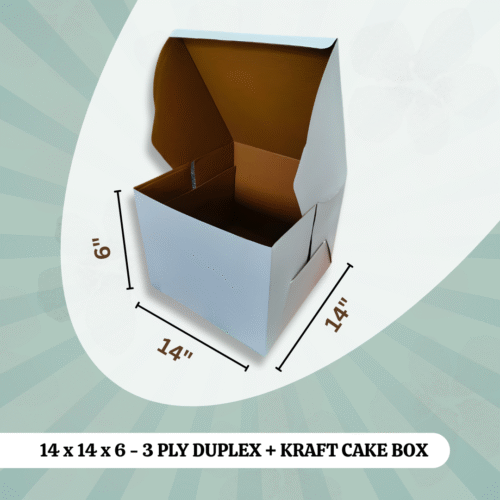 14 x 14 x 6 - 3 PLY DUPLEX + KRAFT CAKE BOX