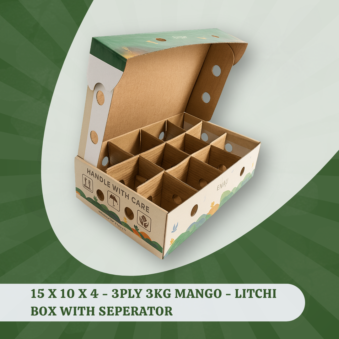 15 X 10 X 4 - 3PLY 3KG MANGO - LITCHI BOX WITH SEPERATOR