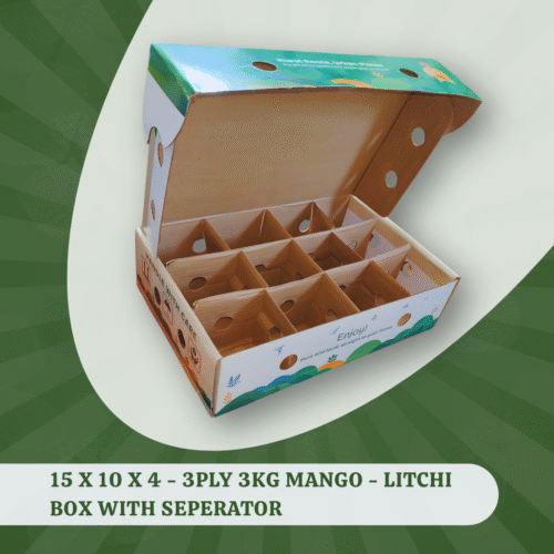 15 X 10 X 4 - 3PLY 3KG MANGO - LITCHI BOX WITH SEPERATOR