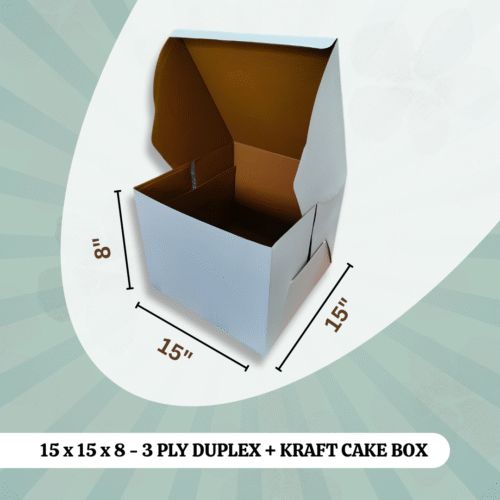 15 x 15 x 8 - 3 PLY DUPLEX + KRAFT CAKE BOX