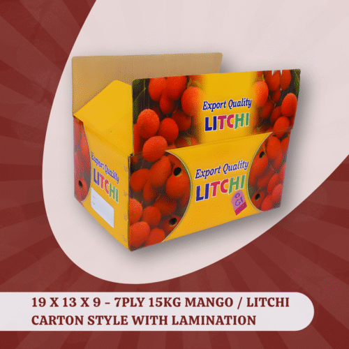 19 X 13 X 09 - 7PLY 15KG MANGO LITCHI CARTON STYLE WITH LAMINATION