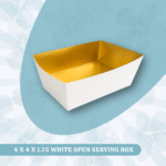 4 X 4 X 1.75 WHITE OPEN SERVING BOX