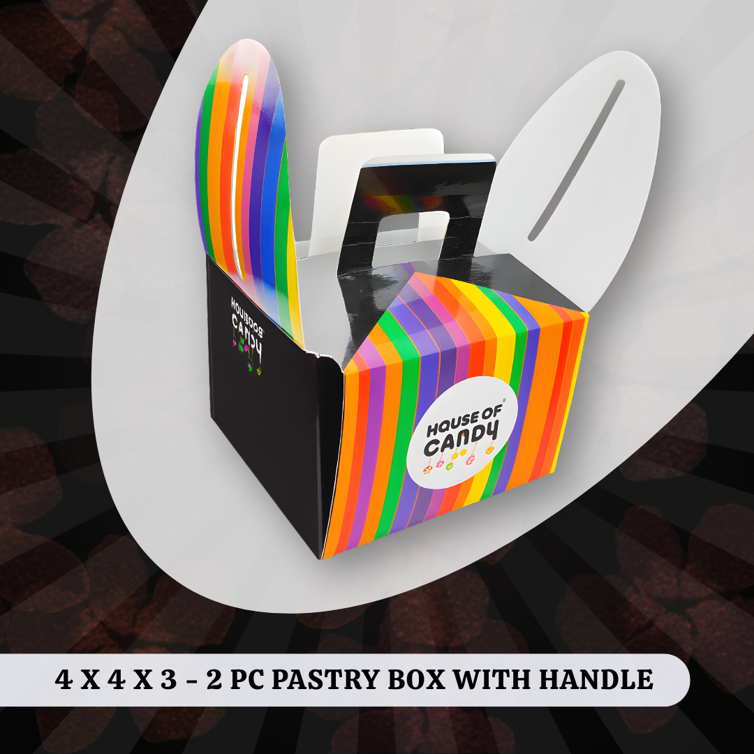 4 X 4 X 3 - 2 PC PASTRY BOX WITH HANDLE