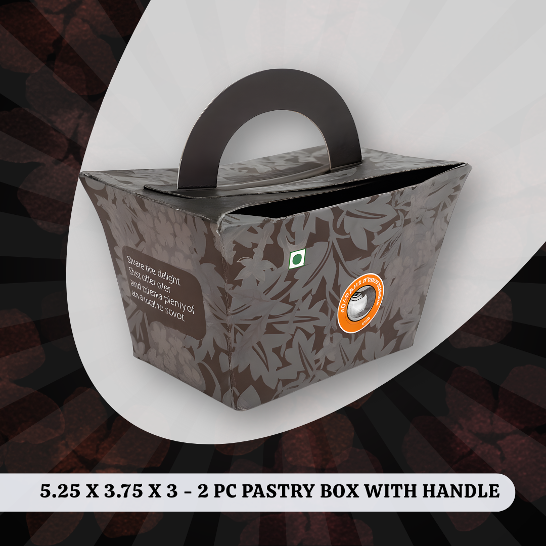 5.25 X 3.75 X 3 - 2 PC PASTRY BOX WITH HANDLE 1 5.25 X 3.75 X 3 - 2 PC PASTRY BOX WITH HANDLE