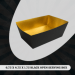 6.75 X 4.75 X 1.75 BLACK OPEN SERVING BOX