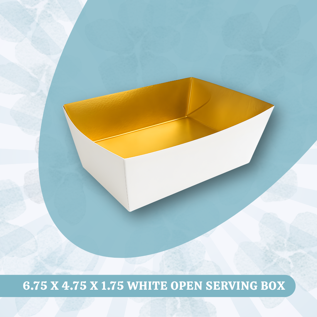 6.75 X 4.75 X 1.75 WHITE OPEN SERVING BOX