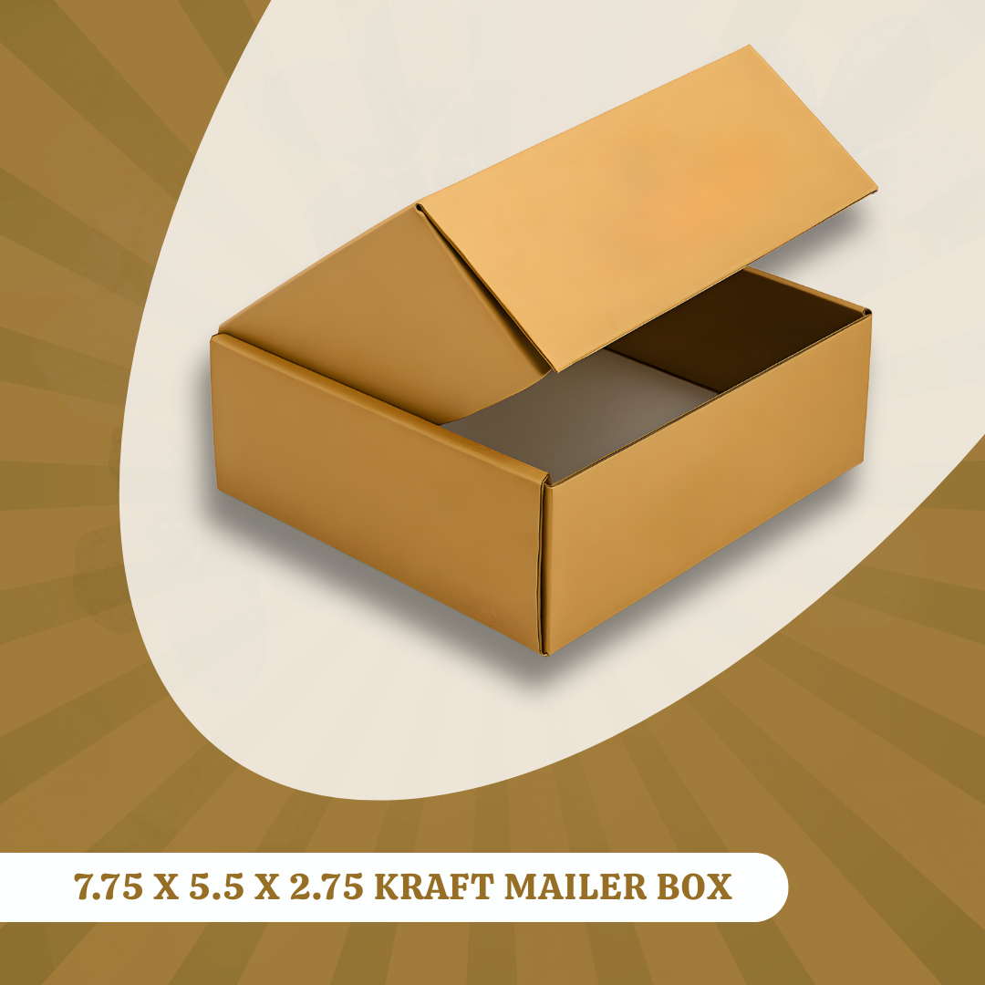 7.75 X 5.5 X 2.75 KRAFT MAILER BOX