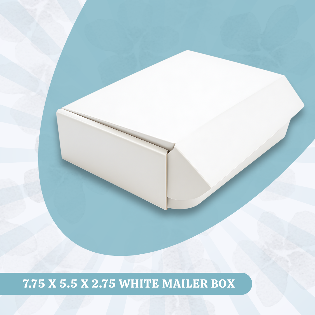 7.75 X 5.5 X 2.75 WHITE MAILER BOX