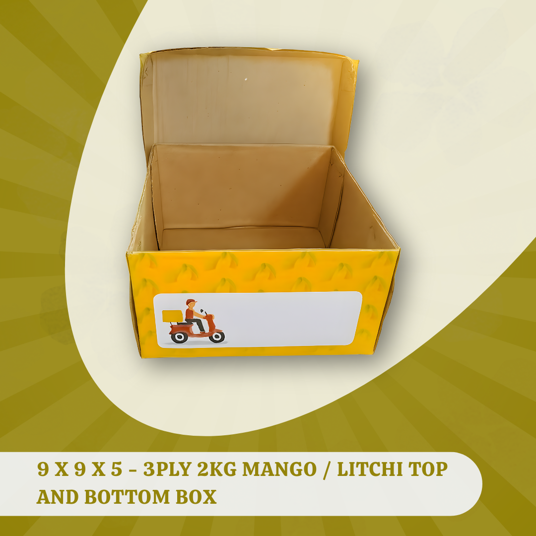 9 X 9 X 5 - 3PLY 2KG MANGO / LITCHI TOP AND BOTTOM BOX