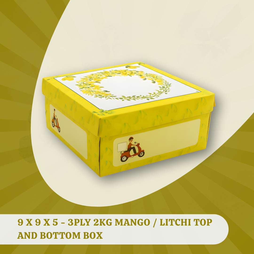 9 X 9 X 5 - 3PLY 2KG MANGO / LITCHI TOP AND BOTTOM BOX