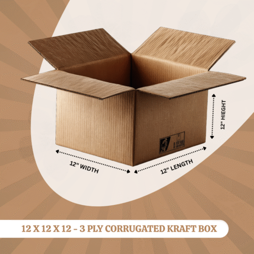 12 X 12 X 12 - 3 PLY CORRUGATED KRAFT BOX
