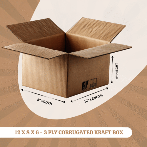 12 X 8 X 6 - 3 PLY CORRUGATED KRAFT BOX