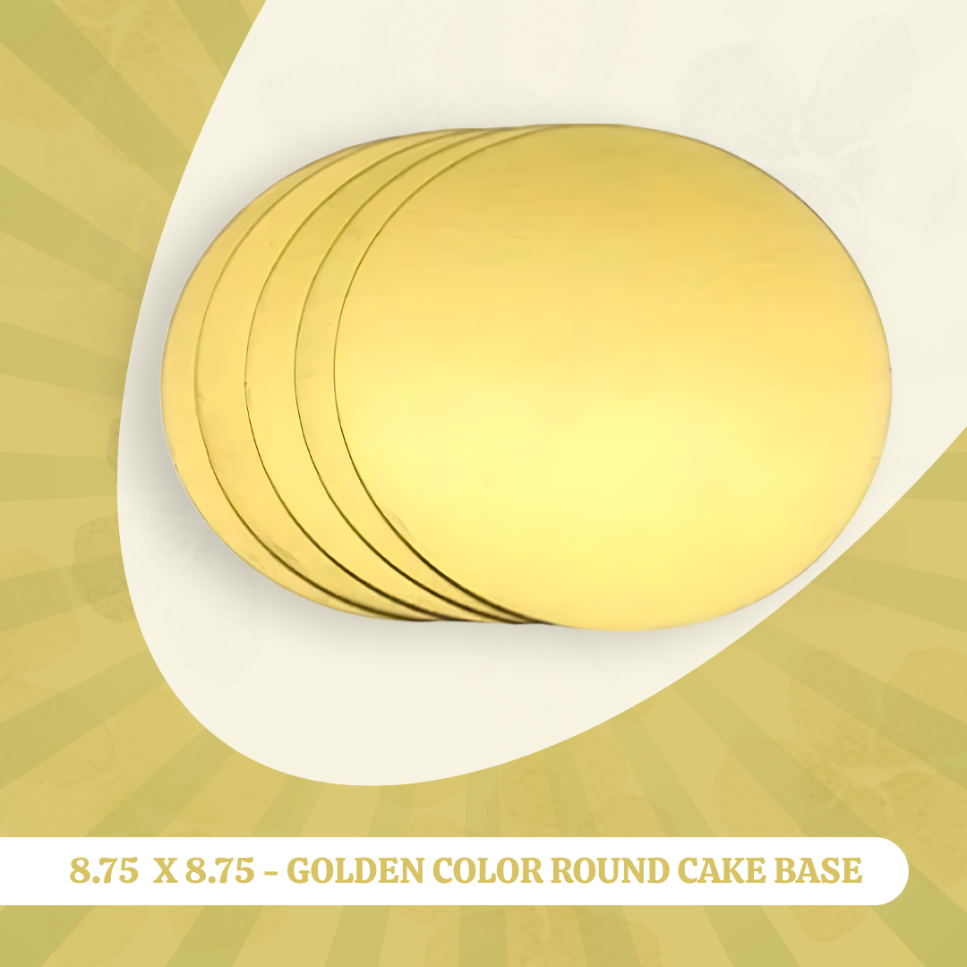 8.75 X 8.75 - Cake Base Round / Square 3 8.75 X 8.75 - GOLDEN COLOR ROUND CAKE BASE